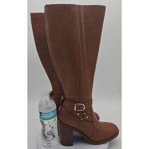 Tommy Hilfiger TWOPHALE W/8 Natural  Brown Tall Knee High Heel Riding Vegan *EUC